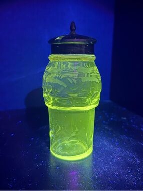 Vintage UV Reactive 19th Century Victorian Sugar Dish Part of Cruet Set